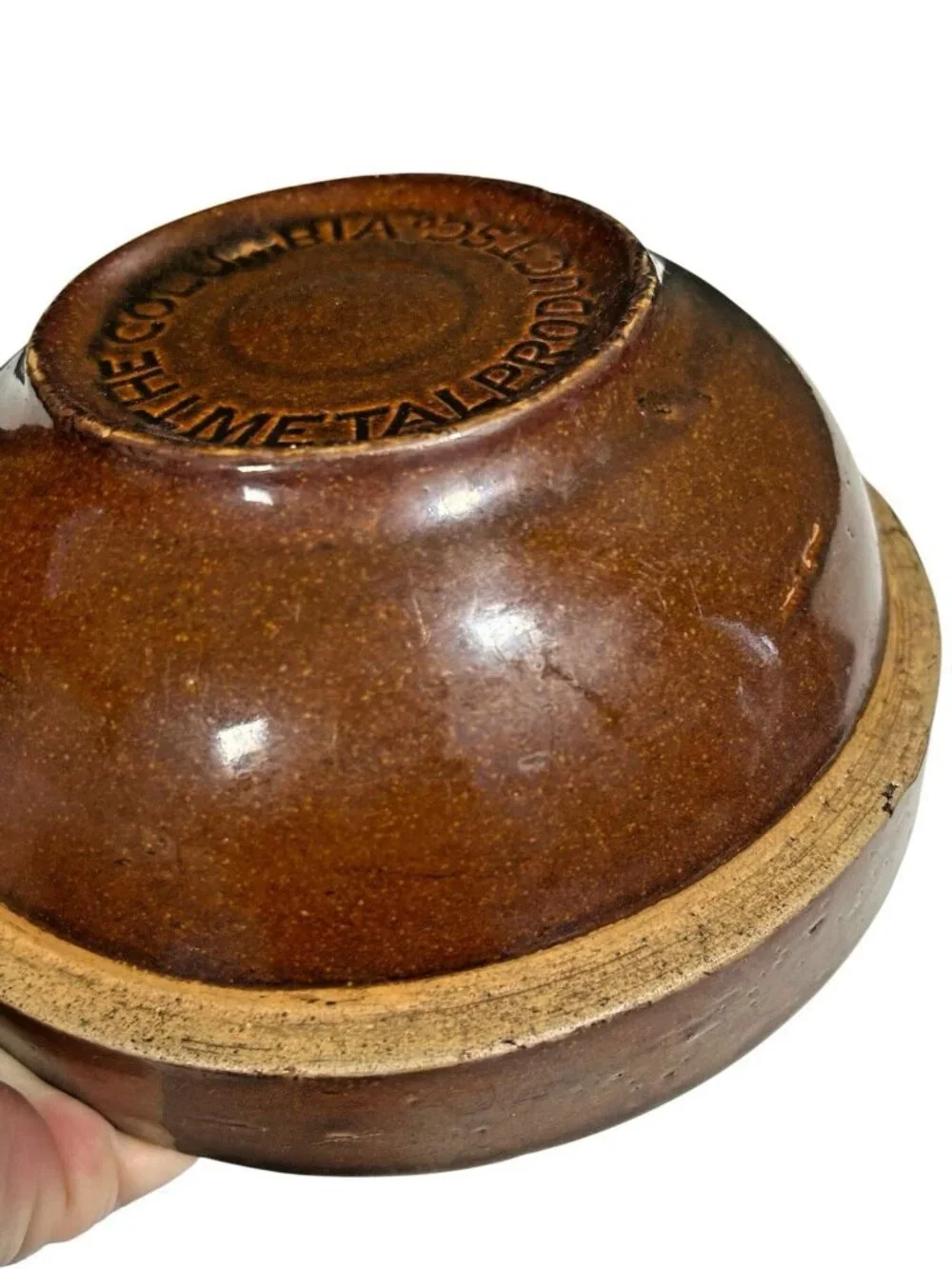 Red Wing Stoneware Brown Crock Advertising Bowl Columbia Metal Products Chicago
